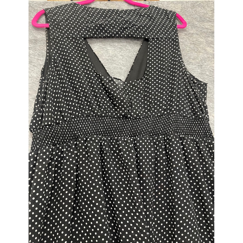 Torrid Black White Polka Dot Smocked Waist Cutout Back Dress 10012150 1X - Picture 11 of 13